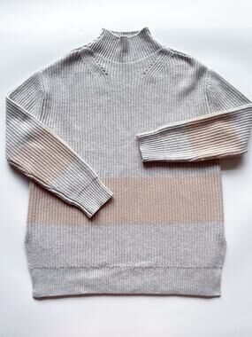 Women's Tuckernuck Heather Broadway Striped Mock Neck Sweater Size M